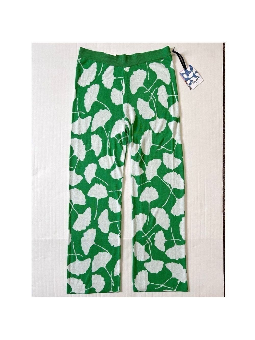 Diane Von Furstenberg Target Green Flare Knit Pants Large - Picture 3 of 10